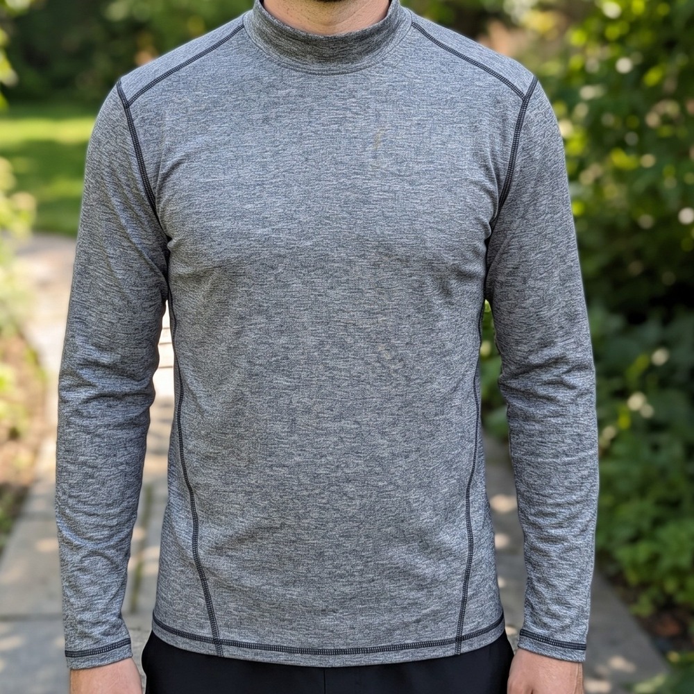 Champion C9 Mens Compression Shirt Heather Grey Mock Neck Long Sleeve Activewear